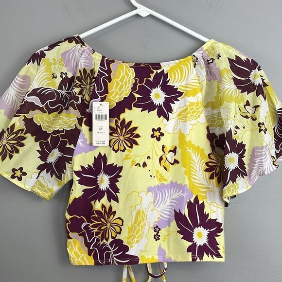 Anthropologie Maeve Floral Cinched Flutter Sleeve Top. Size Small Petite… - Picture 11 of 14